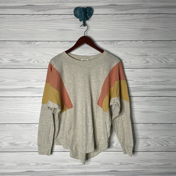 Umgee Tops - Umgee Retro Sunset Stripe Batwing Heather Oatmeal Long Slv Shirt Top Women Small